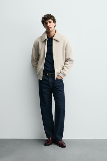 FAUX SUEDE JACKET WITH FAUX SHEARLING - Light grey by Zara