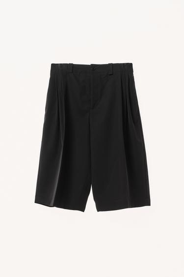 100% WOOL PLEATED BERMUDA SHORTS WILLY CHAVARRIA X ZARA - Black by Zara