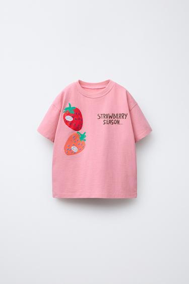 FRUIT PRINT T-SHIRT - Pastel pink by Zara - Image 0