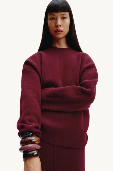 PLAIN KNIT SKIRT - Burgundy by Zara - Image 0