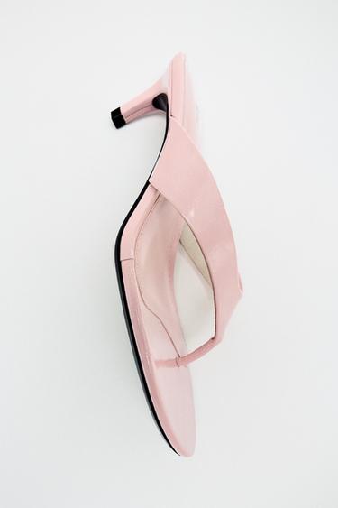 LEATHER HEEL SANDALS - Pink by Zara
