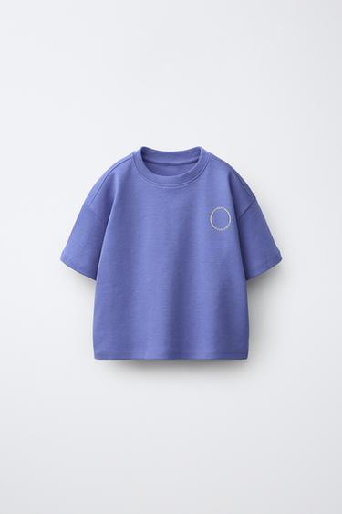 INTERLOCK SLOGAN T-SHIRT - Bluish by Zara