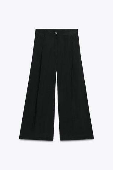 ZW COLLECTION CROPPED DARTED TROUSERS - Black by Zara