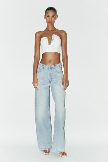 JEWEL CROP TOP - Oyster-white by Zara - Image 0