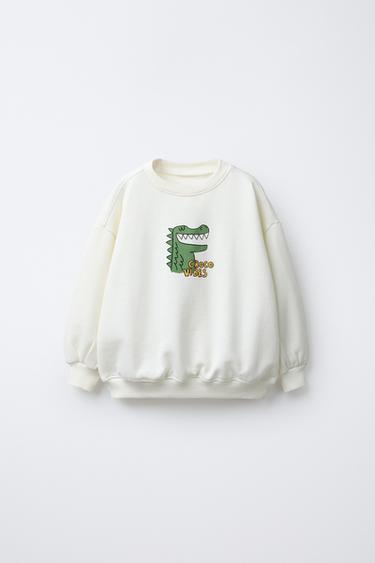 CROCODILE PRINT SWEATSHIRT - Ecru by Zara - Image 0