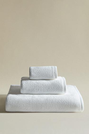 RICE STITCH COTTON BATH TOWEL - White by Zara