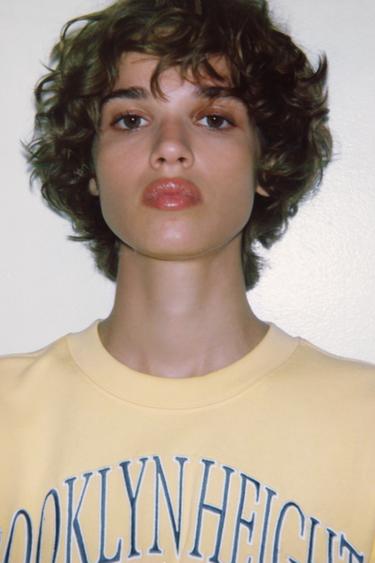 EMBROIDERED SLOGAN PLUSH SWEATSHIRT - Yellow by Zara