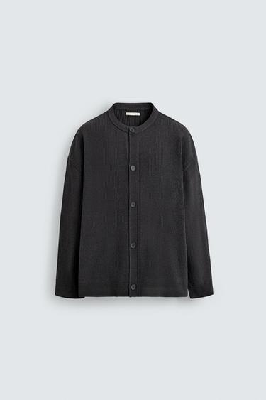 TEXTURED CARDIGAN - Dark grey by Zara
