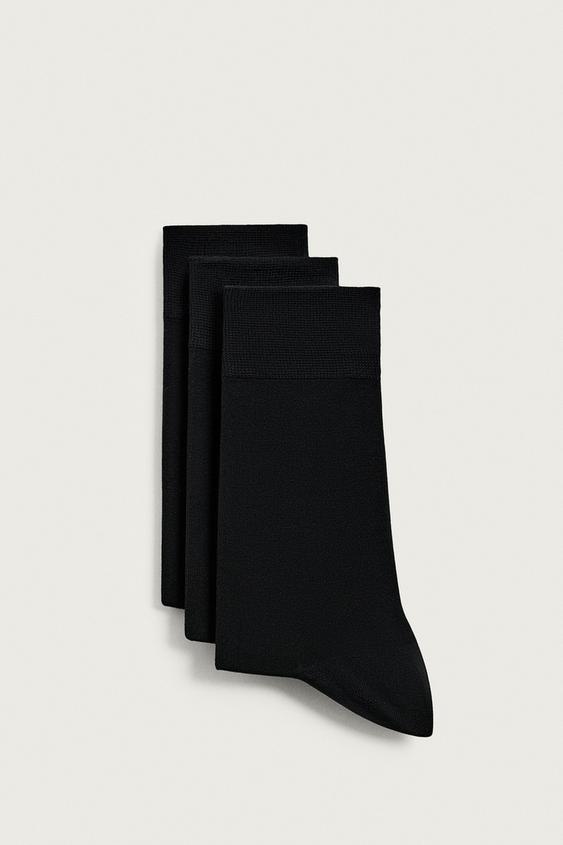 3-PACK OF MERCERISED COTTON BLEND SOCKS - Black by Zara - Image 0