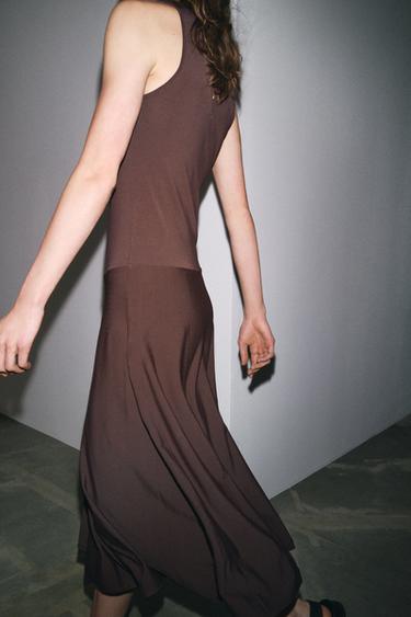 KNIT MIDI DRESS - Dark aubergine by Zara