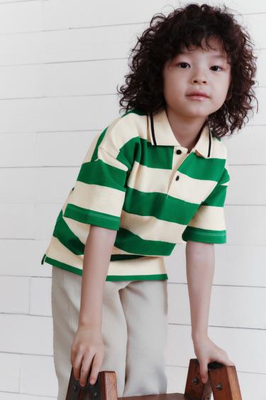 STRIPED POLO SHIRT - Green by Zara