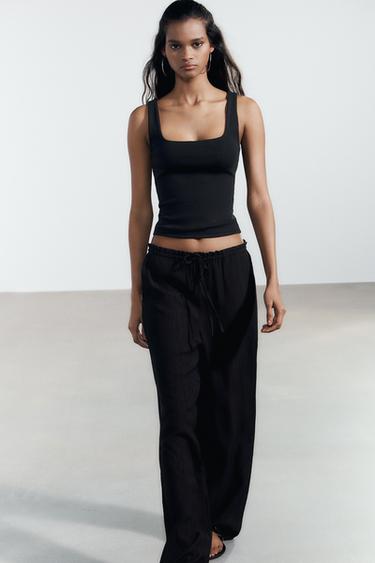 WIDE STRAP VEST TOP - Black by Zara