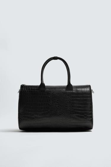 EMBOSSED MOCK CROC TRAVEL BAG - Black by Zara