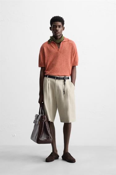 CONTRAST KNIT POLO SHIRT - Red by Zara - Image 0