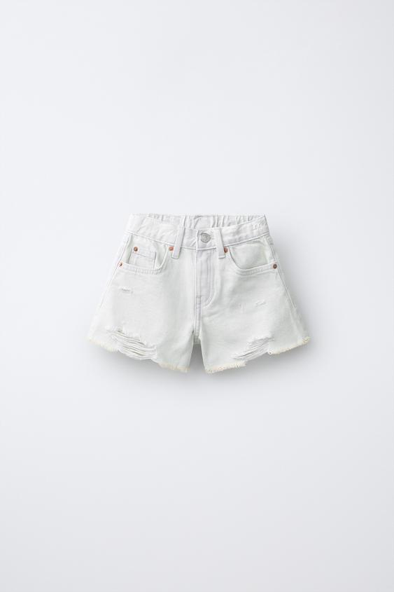 RIPPED DENIM BERMUDA SHORTS - Sky blue by Zara - Image 0