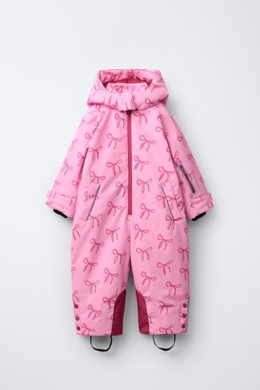 LONG WATER-RESISTANT AND WINDPROOF JUMPSUIT WITH BOWS - Pink by Zara