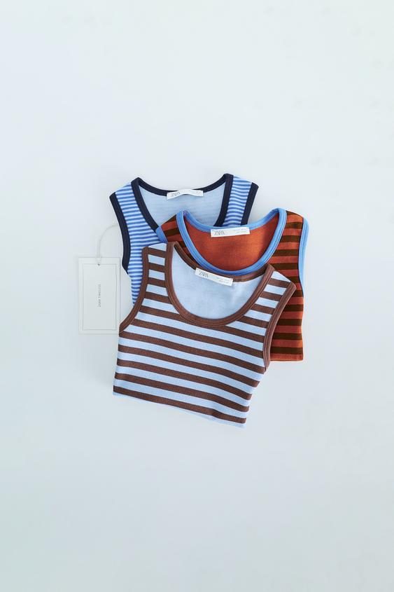 ZARA TIMELESS - 3-PACK OF RIBBED STRIPED T-SHIRTS - Multicoloured by Zara - Image 0