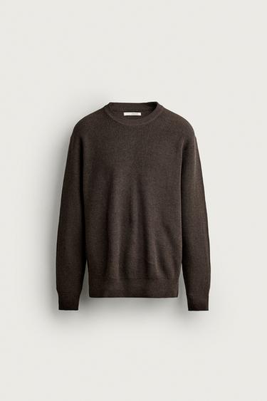 PURL KNIT REGULAR FIT JUMPER - Brown marl by Zara