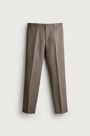 TEXTURED WOOL BLEND SUIT TROUSERS - camel by Zara