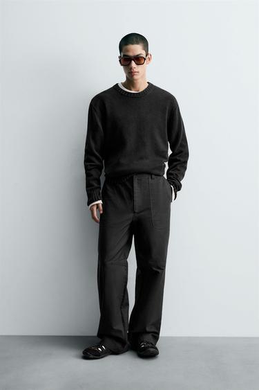 WASHED COTTON SWEATER - Black by Zara