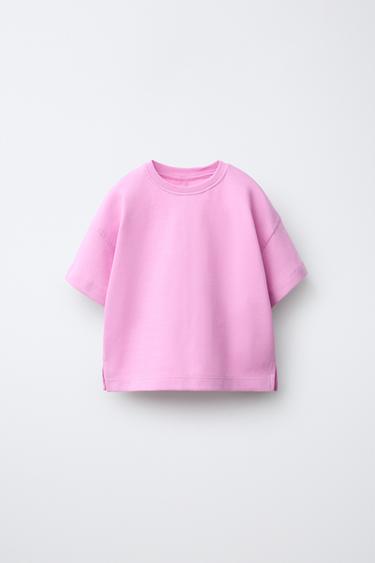 PLAIN INTERLOCK T-SHIRT - Pink / Lilac by Zara