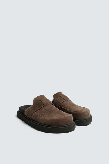 LEATHER CLOGS - Brown by Zara