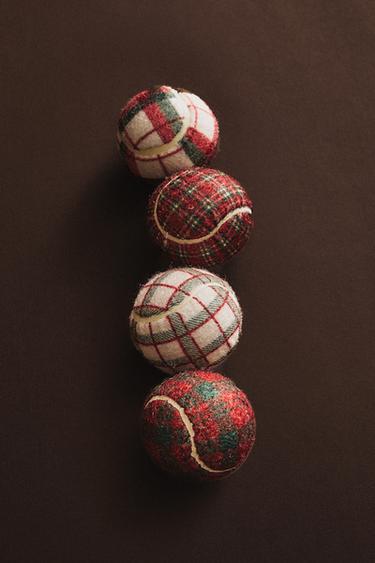 PACK OF CHRISTMAS PET BALL TOYS (PACK OF 4) - Red by Zara