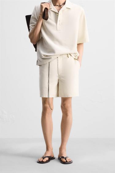 RELAXED FIT BERMUDA SHORTS - Ecru by Zara