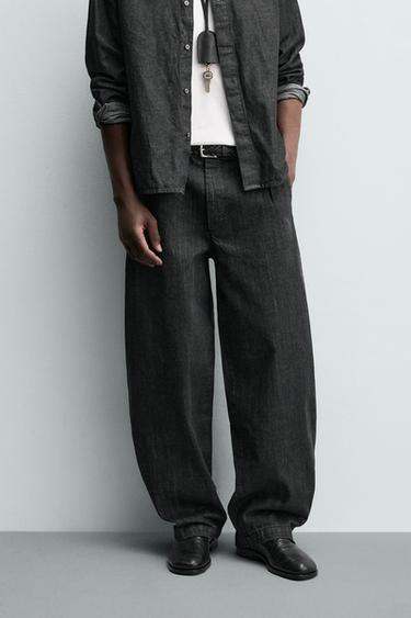 BARREL FIT DENIM CHINOS - Grey by Zara