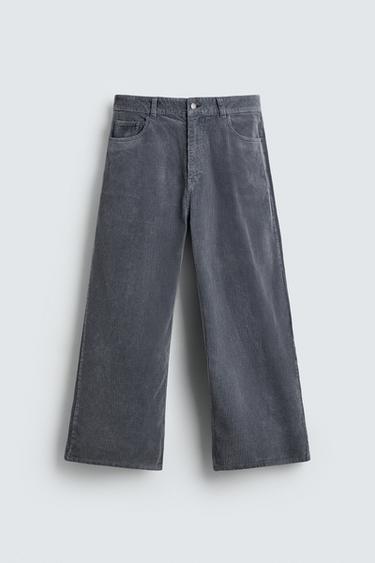 RELAXED FIT CORDUROY TROUSERS - Blue by Zara