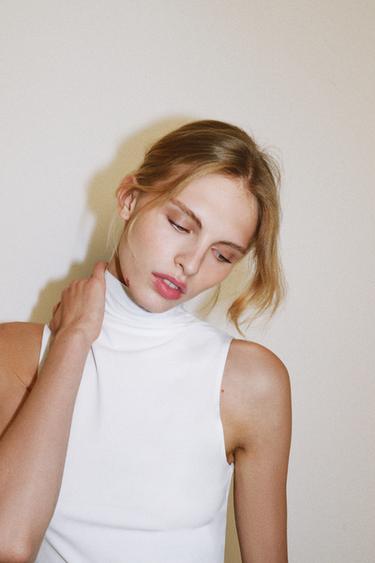 HIGH NECK TOP - White by Zara