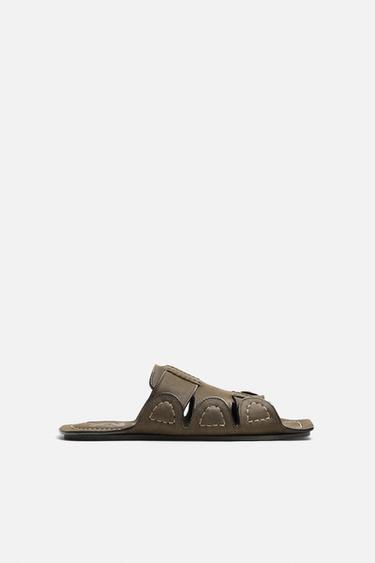 LEATHER SANDALS WITH STRAPS - LIMITED EDITION - Brown by Zara