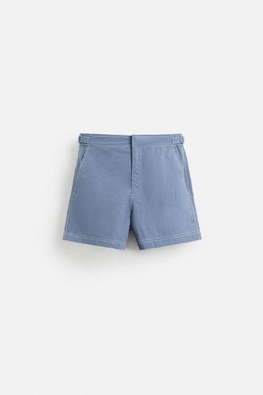 CONTRAST WASH MID-LENGTH SWIMMING TRUNKS - Blue by Zara
