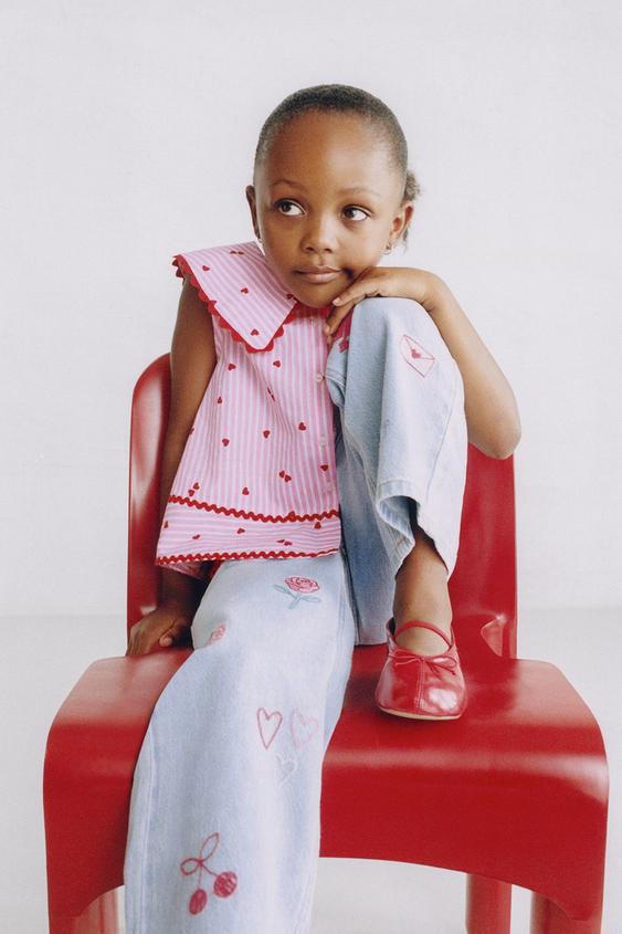 STRIPED AND HEART SHIRT - Pink by Zara - Image 0