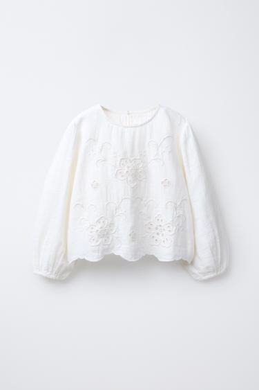 ROMANTIC EMBROIDERED SHIRT - Oyster-white by Zara - Image 0