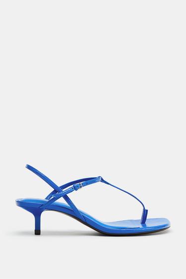STRAPPY KITTEN HEEL SANDALS - Deep Blue by Zara