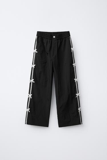 TECHNICAL TROUSERS WITH LACE AND BOWS - Black by Zara