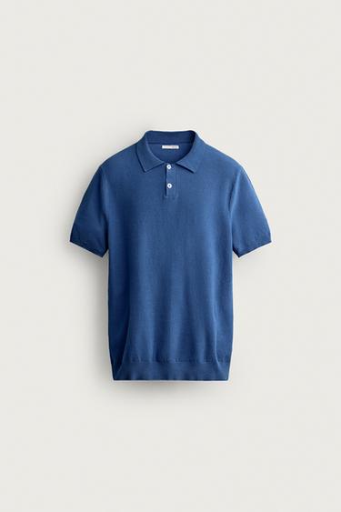 REGULAR FIT TEXTURED KNIT POLO SHIRT - Bluish by Zara
