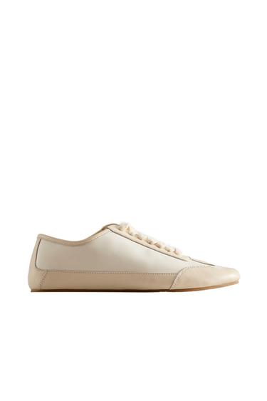 LEATHER SNEAKERS - Beige by Zara