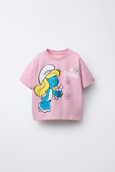 THE SMURFS ™ PRINT T-SHIRT - Faded pink by Zara