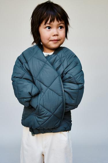 WATER-REPELLENT QUILTED BOMBER JACKET - Green / Blue by Zara