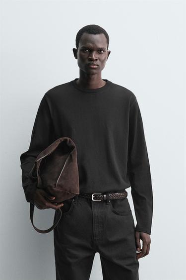 LONG SLEEVE SEAM T-SHIRT - Black by Zara