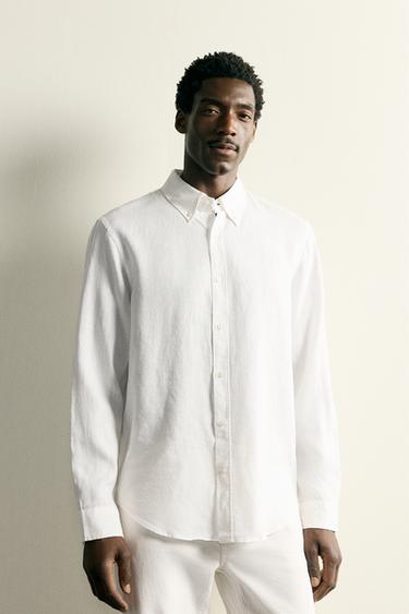100% LINEN REGULAR FIT SHIRT - White by Zara
