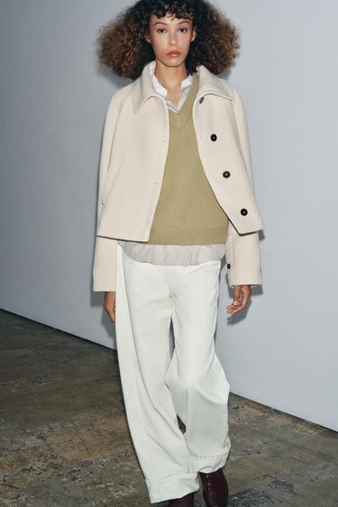 ZW COLLECTION SHORT WOOL COAT - Ecru by Zara