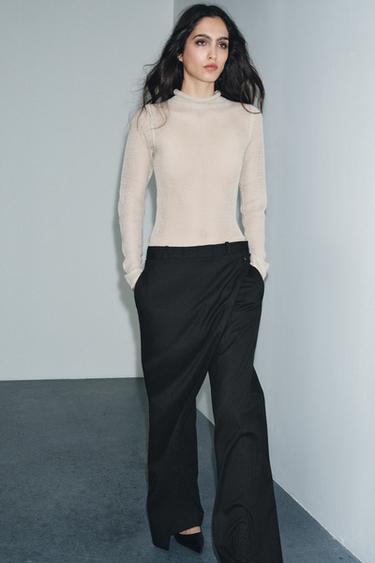 ZW COLLECTION PINSTRIPE PAREO TROUSERS - Black by Zara