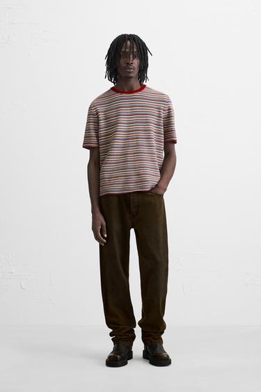 STRIPED KNIT T-SHIRT - Multicoloured by Zara