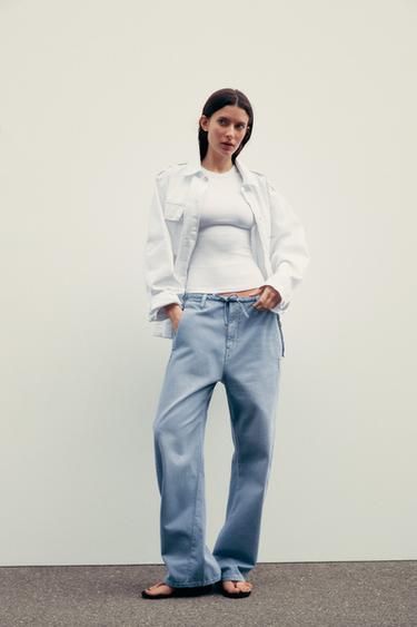 TIE-WAIST CHINO TROUSERS - Aquamarine by Zara - Image 0