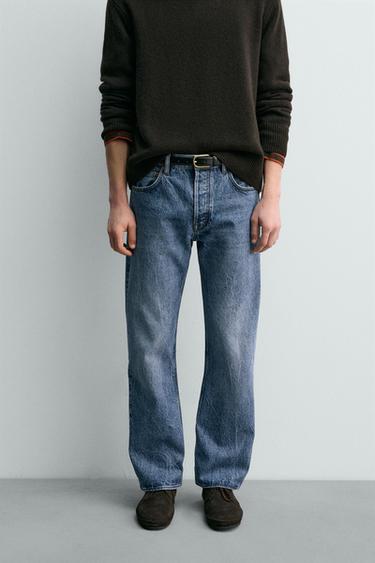 STRAIGHT-LEG BOOTCUT JEANS AARON LEVINE X ZARA - Mid-blue by Zara