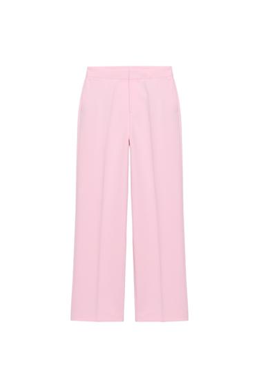 LOW-RISE STRAIGHT-LEG TROUSERS - Pink by Zara