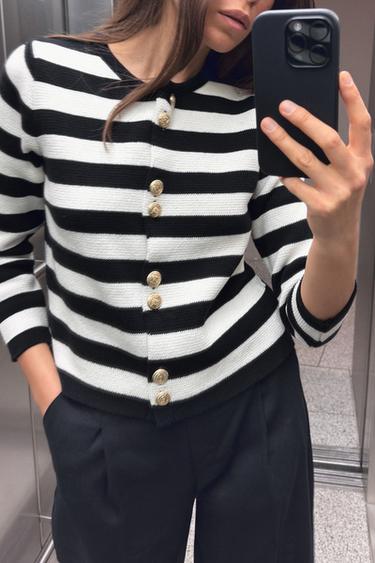 STRIPED KNIT CARDIGAN - striped by Zara
